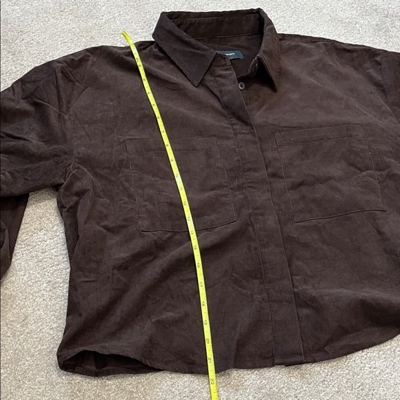 NWOT Banana Republic Cropped Dark Oak Balloon Sleeve Button Down Shirt XL - Picture 11 of 11